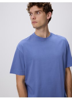 Reserved - T-shirt boxy z merceryzowanej bawełny - jasnoniebieski ze sklepu Reserved w kategorii T-shirty męskie - zdjęcie 186430091