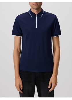 Reserved - Koszulka polo z merceryzowaną bawełną - granatowy ze sklepu Reserved w kategorii T-shirty męskie - zdjęcie 186430161