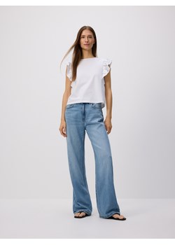 Reserved - Jeansy wide leg z dodatkiem lnu - niebieski ze sklepu Reserved w kategorii Jeansy damskie - zdjęcie 186431391