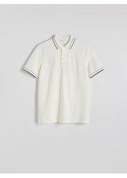Reserved - Polo z merceryzowanej bawełny - biały ze sklepu Reserved w kategorii T-shirty męskie - zdjęcie 186431850