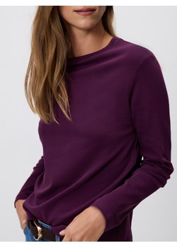 Reserved - Longsleeve z merceryzowanej bawełny - ciemnofioletowy ze sklepu Reserved w kategorii Bluzki damskie - zdjęcie 186432071