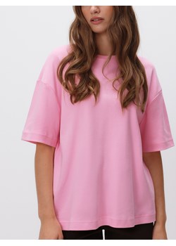 Reserved - T-shirt oversize z merceryzowanej bawełny - różowy ze sklepu Reserved w kategorii Bluzki damskie - zdjęcie 186432314