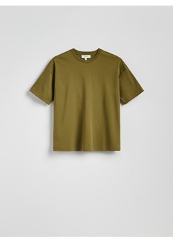 Reserved - T-shirt oversize z merceryzowanej bawełny - oliwkowy ze sklepu Reserved w kategorii Bluzki damskie - zdjęcie 186434291