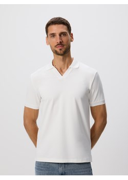 Reserved - Polo z merceryzowaną bawełną - biały ze sklepu Reserved w kategorii T-shirty męskie - zdjęcie 186434544
