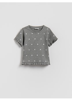 Reserved - Bawełniany t-shirt z nadrukiem - ciemnoszary ze sklepu Reserved w kategorii Bluzki dziewczęce - zdjęcie 186435302