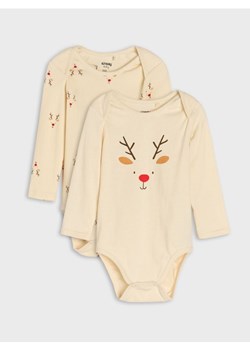 Sinsay - Body z motywem świątecznym 2 pack - kremowy ze sklepu Sinsay w kategorii Body niemowlęce - zdjęcie 186438010