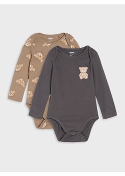 Sinsay - Body z motywem w misie 2 pack - brązowy ze sklepu Sinsay w kategorii Body niemowlęce - zdjęcie 186438013
