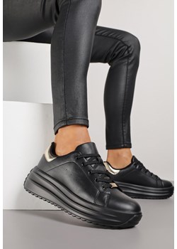 Czarne Sneakersy na Platformie z Tłoczeniem i Perforacją Anirriva - id: LXC8625-38-BLACK - marki Renee - 186440490 Czarne Sneakersy na Platformie z Tłoczeniem i Perforacją Anirriva ze sklepu renee.pl w kategorii Buty sportowe damskie - zdjęcie 186440490