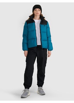Damska kurtka puchowa pikowana 4F 4FWAW25TDJAF581 - turkusowa ze sklepu Sportstylestory.com w kategorii Kurtki damskie - zdjęcie 186441142