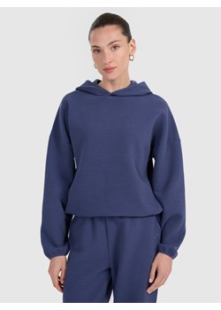 Damska bluza dresowa nierozpinana z kapturem 4F 4FWAW25TSWSF1847 - granatowa ze sklepu Sportstylestory.com w kategorii Bluzy damskie - zdjęcie 186441173