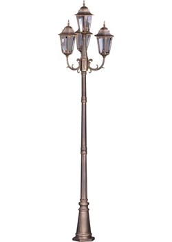 Czarno-złota poczwórna lampa ogrodowa stojąca retro - S348-Nelmi ze sklepu Edinos.pl w kategorii Oświetlenie ogrodowe - zdjęcie 186447582