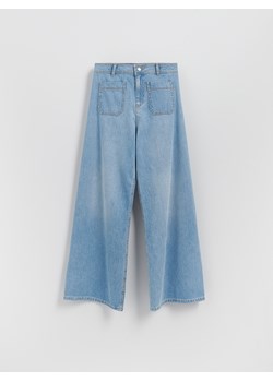Reserved - Jeansy wide leg z naszywanymi kieszeniami - niebieski ze sklepu Reserved w kategorii Jeansy damskie - zdjęcie 186448513