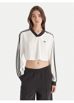adidas Bluzka adicolor Football Jacquard JV9740 Biały Loose Fit ze sklepu MODIVO w kategorii Bluzki damskie - zdjęcie 186450621