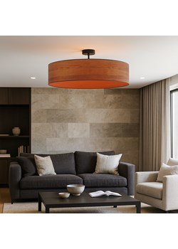 Designerska lampa sufitowa LED - plafoniera do salonu z abażurem 100 cm GRENADA ECO fi - 100 cm - kolor kasztanowy ze sklepu Lysne w kategorii Lampy sufitowe - zdjęcie 186453692
