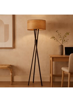 Lampa podłogowa w stylu skandynawskim ELX ECO na drewnianym stelażu z abażurem ze sklepu Lysne w kategorii Lampy podłogowe - zdjęcie 186453884
