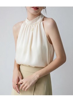 Damski elegancki top bez rękawów - Kremowy S ze sklepu Intimica.pl w kategorii Bluzki damskie - zdjęcie 186454804