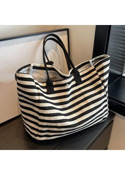 Materiałowa torba w paski - Czarny ze sklepu Intimica.pl w kategorii Torby Shopper bag - zdjęcie 186456003