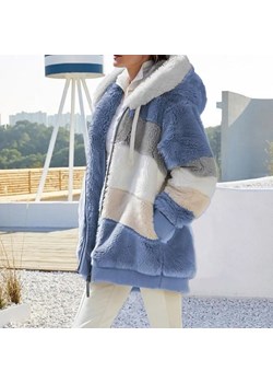 Damska kurtka z misia oversize - S Niebieski ze sklepu Intimica.pl w kategorii Kurtki damskie - zdjęcie 186456274