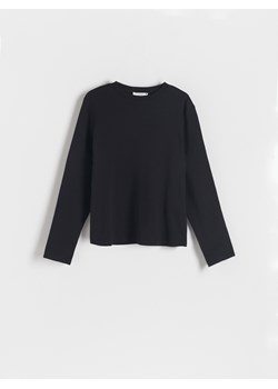 Reserved - Longsleeve z merceryzowanej bawełny - czarny ze sklepu Reserved w kategorii Bluzki damskie - zdjęcie 186461393