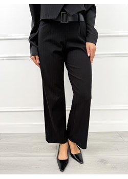 Czarne Spodnie Wide Leg w Jodełkę ze sklepu ModnaKiecka.pl w kategorii Spodnie damskie - zdjęcie 186464402