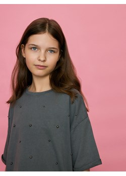 Reserved - T-shirt z aplikacją - ciemnoszary ze sklepu Reserved w kategorii Bluzki dziewczęce - zdjęcie 186464762