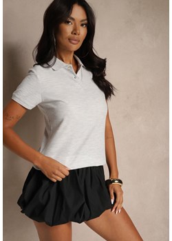Jasnoszary Bawełniany T-shirt Typu Polo Arsenllia ze sklepu renee.pl w kategorii Bluzki damskie - zdjęcie 186465472