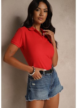 Czerwony Bawełniany T-shirt Typu Polo Arsenllia ze sklepu renee.pl w kategorii Bluzki damskie - zdjęcie 186465482