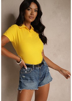 Żółty Bawełniany T-shirt Typu Polo Arsenllia ze sklepu renee.pl w kategorii Bluzki damskie - zdjęcie 186465492