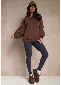 Granatowe Legginsy High Waist z Szeroką Gumką w Talii Aithala ze sklepu renee.pl w kategorii Spodnie damskie - zdjęcie 186465534