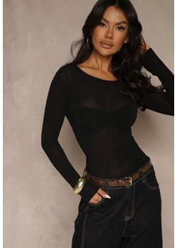 Czarna Bluzka Longsleeve z Wiskozy i Kaszmiru Unelle ze sklepu renee.pl w kategorii Bluzki damskie - zdjęcie 186465584