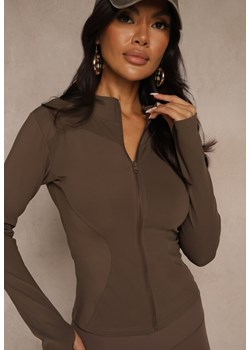 Brązowa Dopasowana Bluza w Sportowym Stylu na Suwak Veralia ze sklepu renee.pl w kategorii Bluzy damskie - zdjęcie 186468210