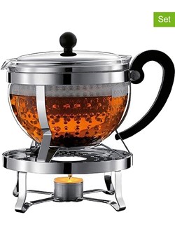 bodum 2-częściowy zestaw &quot;Chambord&quot; w kolorze czarno-srebrnym do herbaty - 1,3 l ze sklepu Limango Polska w kategorii Dzbanki i zaparzacze - zdjęcie 186468834