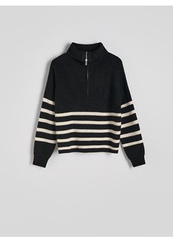 Reserved - Sweter z rozpinanym golfem - czarny ze sklepu Reserved w kategorii Swetry damskie - zdjęcie 186470801