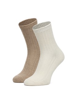 Nine West Skarpety długie CEO_AS_NW_08_W_AW25 (2 PACK) Écru ze sklepu MODIVO w kategorii Skarpetki damskie - zdjęcie 186475062