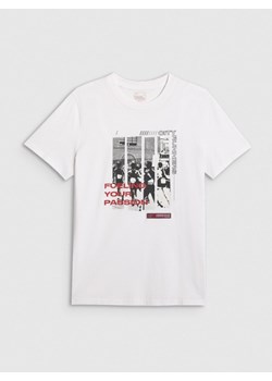 Męski t-shirt z nadrukiem 4F 4FRAW25TTSHM3364 - biały ze sklepu Sportstylestory.com w kategorii T-shirty męskie - zdjęcie 186480782