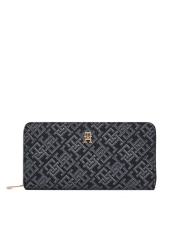 Portfel Tommy Hilfiger Icon Lrg Za Jacquard AW0AW17956 Czarny ze sklepu eobuwie.pl w kategorii Portfele damskie - zdjęcie 186481320