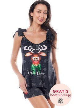 Piżama świąteczna damska czarna Aster + bodystocking Muriel GRATIS, Kolor czarny, Rozmiar XS, Anais - id: 179794 - marki Anais - 186483353 Piżama świąteczna damska czarna Aster + bodystocking Muriel GRATIS, Kolor czarny, Rozmiar XS, Anais ze sklepu Intymna w kategorii Piżamy damskie - zdjęcie 186483353