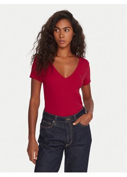 Tommy Jeans T-Shirt Essential DW0DW17385 Różowy Slim Fit ze sklepu MODIVO w kategorii Bluzki damskie - zdjęcie 186484190