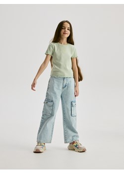 Reserved - Jeansy wide leg z kieszeniami cargo - niebieski - id: 712CV-05J - marki Reserved - 186485713 Reserved - Jeansy wide leg z kieszeniami cargo - niebieski ze sklepu Reserved w kategorii Spodnie dziewczęce - zdjęcie 186485713