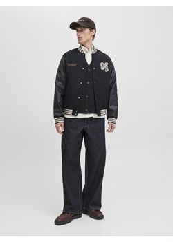 Jack & Jones Męski kardigan Mężczyźni Sztuczne włókno czarny jednolity ze sklepu vangraaf w kategorii Swetry męskie - zdjęcie 186485754