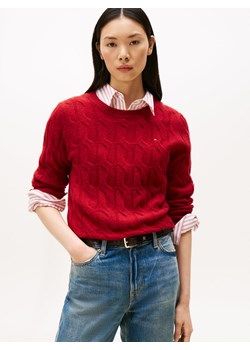 Tommy Hilfiger Sweter damski z dzianiny Kobiety Wełna czerwony jednolity ze sklepu vangraaf w kategorii Swetry damskie - zdjęcie 186485770