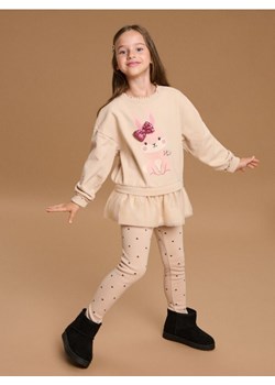 Sinsay - Bluza crewneck z falbanami - beżowy ze sklepu Sinsay w kategorii Bluzy dziewczęce - zdjęcie 186488880