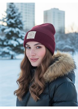 Sinsay - Prążkowana czapka beanie - bordowy ze sklepu Sinsay w kategorii Czapki zimowe damskie - zdjęcie 186495594