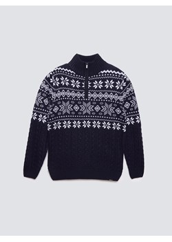 Sweter męski ze skandynawskim wzorem granatowy Kevino 403 ze sklepu Big Star w kategorii Swetry męskie - zdjęcie 186496502