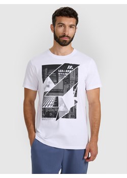 Męski t-shirt z nadrukiem 4F 4FWAW25TTSHM3135 - biały ze sklepu Sportstylestory.com w kategorii T-shirty męskie - zdjęcie 186503134