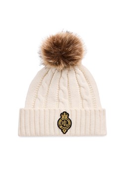 Czapka LAUREN RALPH LAUREN 454P04455001 Écru ze sklepu eobuwie.pl w kategorii Czapki zimowe damskie - zdjęcie 186504132