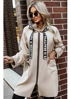 Casualowy płaszczyk z zamkiem beżowy 632-1, Kolor beżowy, Rozmiar one size, NUMOCO BASIC ze sklepu Primodo w kategorii Płaszcze damskie - zdjęcie 186506121