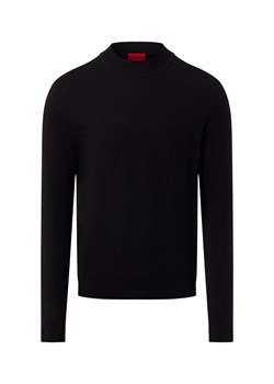 HUGO Męski sweter z dzianiny - San Marc Mężczyźni czarny jednolity ze sklepu vangraaf w kategorii Swetry męskie - zdjęcie 186508300