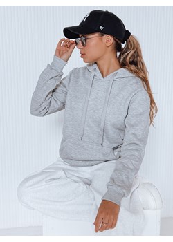 Bluza damska BASIC z kapturem szara BY0155 ze sklepu DSTREET.PL w kategorii Bluzy damskie - zdjęcie 186517154
