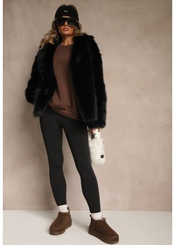 Czarne Legginsy High Waist Ozdobione Przeszyciem Belanessa - id: LM88212-38-BLACK - marki Renee - 186518551 Czarne Legginsy High Waist Ozdobione Przeszyciem Belanessa ze sklepu renee.pl w kategorii Spodnie damskie - zdjęcie 186518551